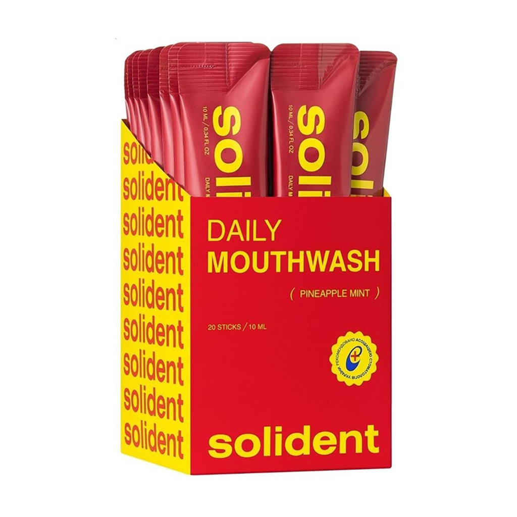 Уцінка! Ополіскувач для ротової порожнини в стіках Solident Daily Mouthwash, Pineapple Mint, 20*10 мл